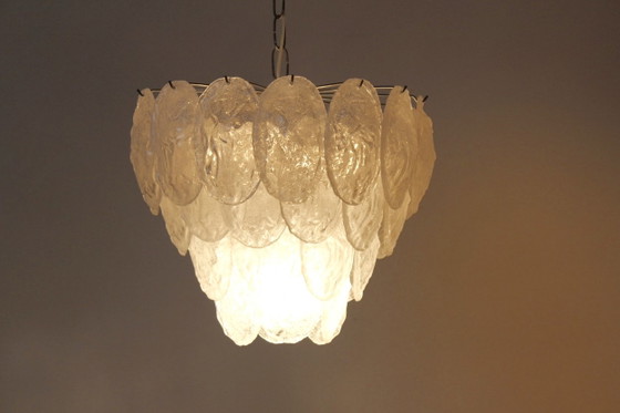 Murano Frosted Glass Leaves Chandelier by A.V. Mazzega, polished steel (photo 2 of 8)