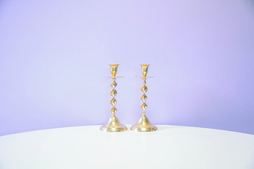 Set de 2 Bougeoirs en Laiton Torsadé