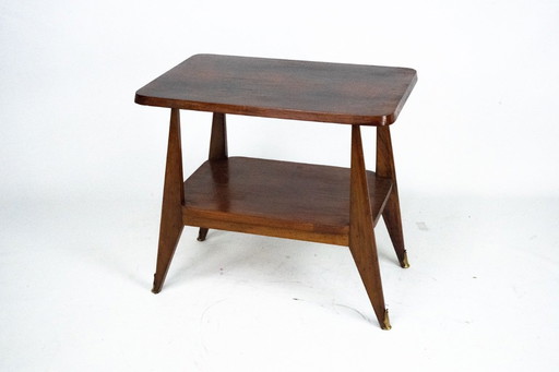 Mesa auxiliar italiana de madera de mediados de siglo. Italia, década de 1950.