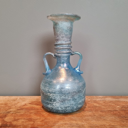 Jarrón Murano Scavo azul celeste con brillo nacarado, ¡una pieza llamativa de mediados de siglo! – glaskunst, Glass