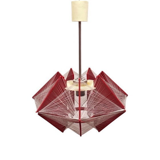 Image 1 of "Rozwój" Kłobuck, lampe suspendue à fil, design polonais de la période PRL, ère spatiale, années 1970.