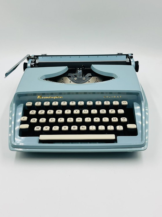 Remington Holiday Portable Typewriter, Decorative Objects, Metal, Plastic, Blue, Vintage (photo 2 of 15)