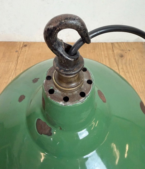Image 1 of Industrial British Green Enamel Factory Pendant Lamp, 1960s