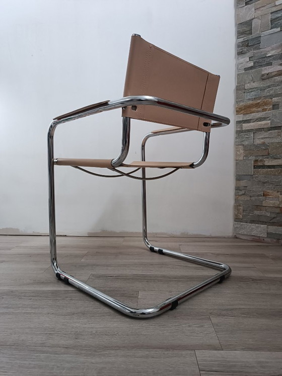 Freischwinger-Sessel Bauhaus Italien 1980er Jahre – Metal, Leather (photo 4 of 15)