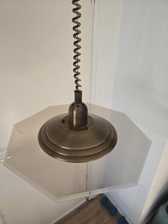 Image 1 of vintage steinhauer adjustable ceiling lamp octagon smoked glass