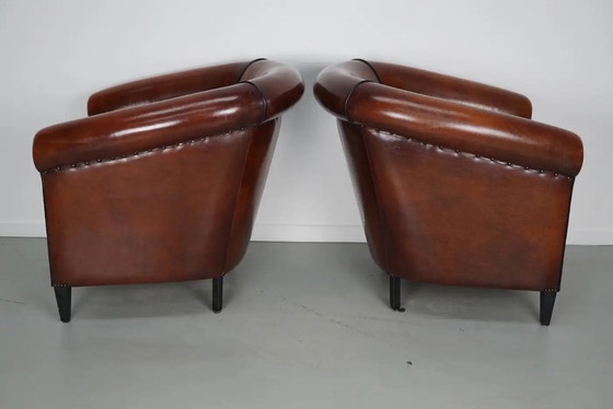 Image 1 of Poltrone club olandesi vintage in pelle color cognac, set da 2