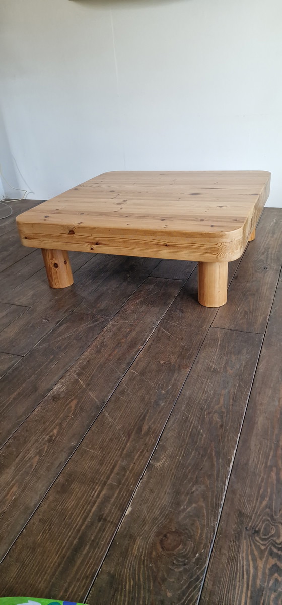 Image 1 of Large Square Pine Coffee Table, 1970s
