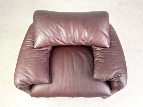 Image 1 of 2x Cassina Maralunga Sessel + Ottoman Vico Magistretti Leder braun