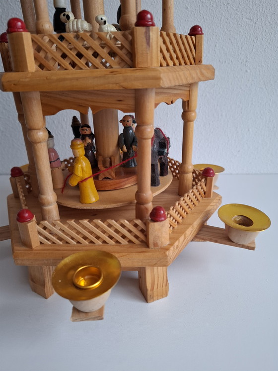 Image 1 of Vintage Christmas pyramid 3 tiers Ore Mountains