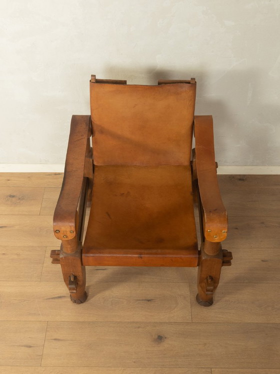 Brutalistische vintage safarifauteuil – Leather, Wood (photo 8 of 8)