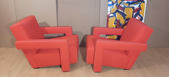 Image 1 of Cassina 2 Poltrona 637 Utrecht Nuova Mai Usata Lampo Rosso Lana 13L