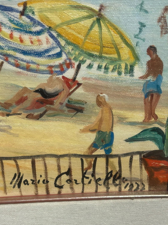 Oil Painting on Canvas 'At the Beach' by Mario Cortiello, 1960s – Paintings & Drawings (photo 9 of 12)