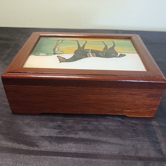 Boîte Vintage en Bois pour Cartes/Bijoux avec Peinture sous Verre Cheval – Objets déco, Wood, Glass (photo 4 of 7)