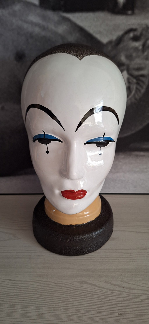 Cabeza de Pierrot antigua de Alemania Occidental