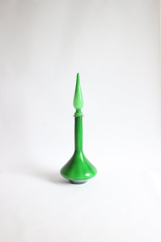 Image 1 of Groene Empoli glazen fles, Italië jaren 70