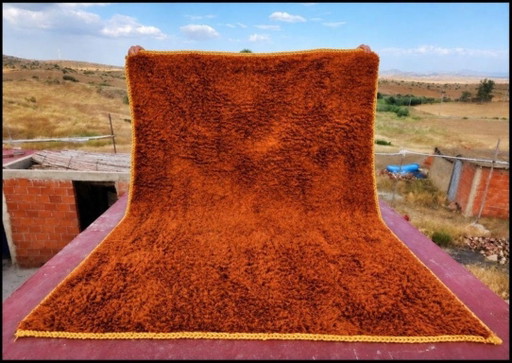 Alfombra Beni Ouarain 300 × 200 cm – Naranja Terracota – Diseño Marroquí