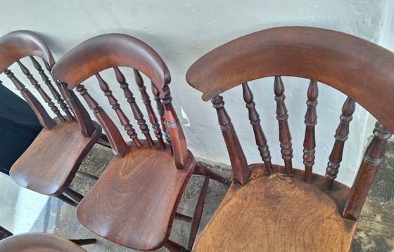 Antikes Set aus 6 patinierten Eichen-Esszimmerstühlen im Landhausstil, 19. Jahrhundert – Wood (photo 6 of 8)