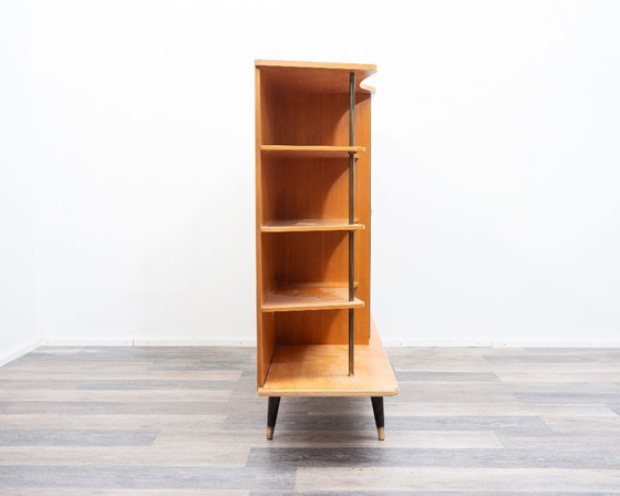 Image 1 of Highboard from the 1950s made of ash and zebrano, with open shelves