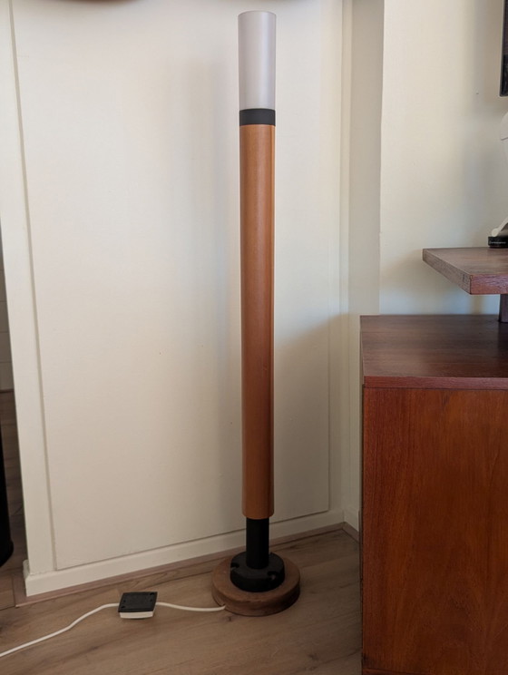 Lampada vintage in legno mid-century Massive forma particolare – Lampade da terra, Vetro, Metallo (photo 2 of 8)