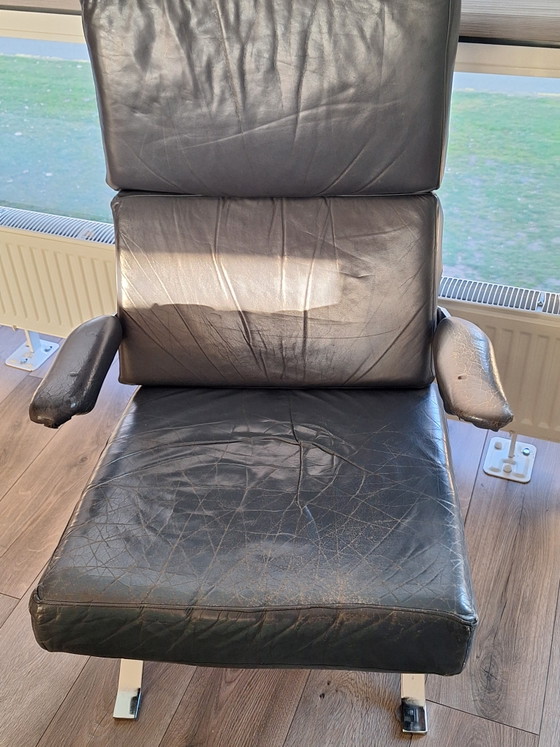 Vintage Chrome Relax Armchair – Adjustable recliner chair, Leather, Metal (photo 4 of 6)