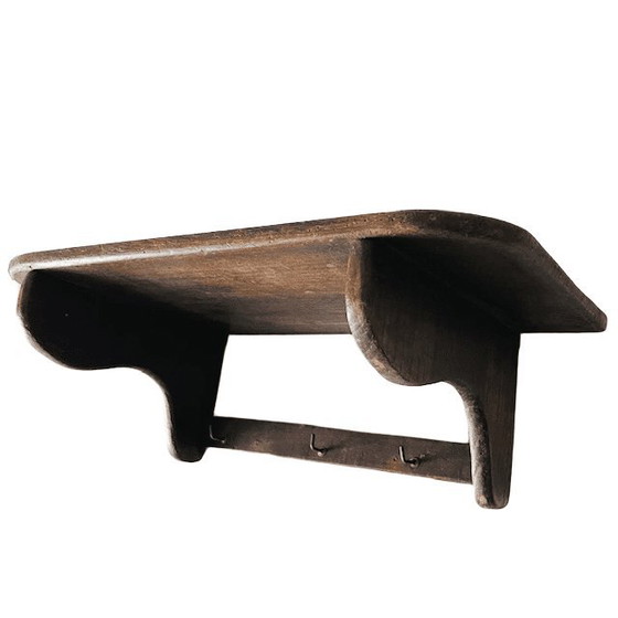 Image 1 of Antique French country coat rack, sober shabby chic, solid wood, 1920s