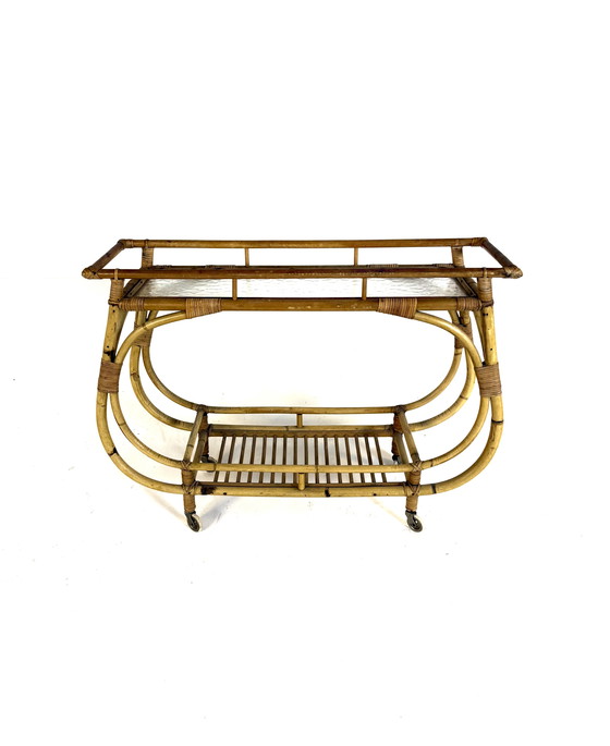 Image 1 of Vintage rattan plant table '60