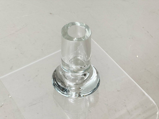 Bougeoir sculptural en cristal avec inclusions organiques, années 1970