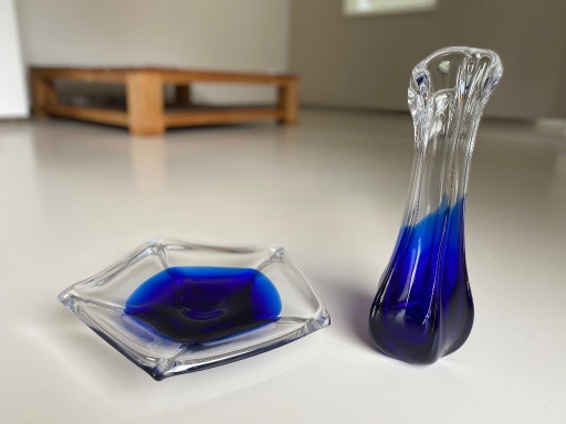 Murano vintage vase and bowl (blue)