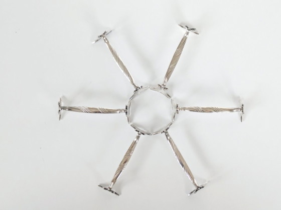 Image 1 of Lot de 6 repose-couteaux Christofle en métal argenté, décoration de table Art nouveau française