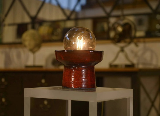 Lampada da tavolo in ceramica rossa di Guillerme e Chambron anni '80 – Guillerme & Chambron, Lampade da tavolo (photo 5 of 8)