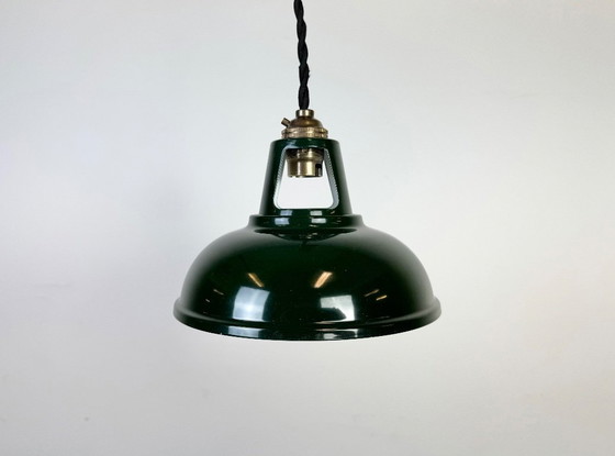 Image 1 of Lampada da soffitto vintage industriale dipinta di verde, anni 2000