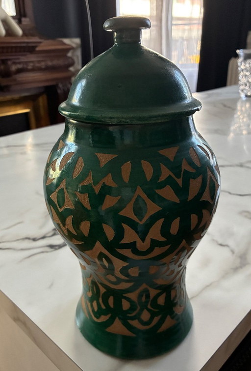 Moroccan carved terracotta pot