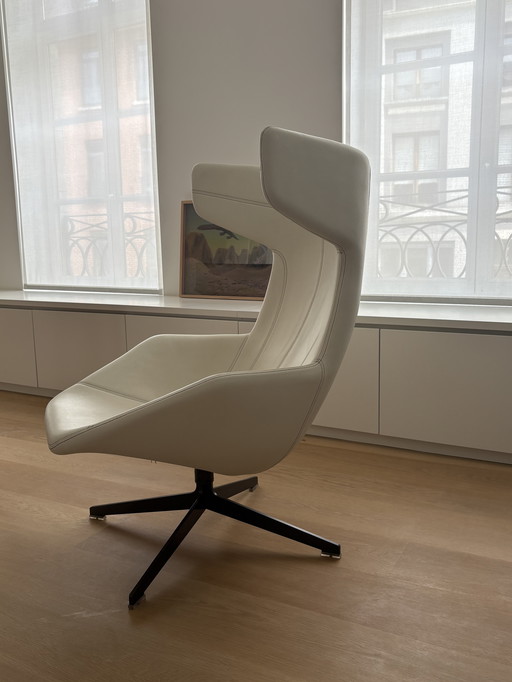 Moroso Take a line for a walk fauteuil in  wit leder . In zeer goede staat