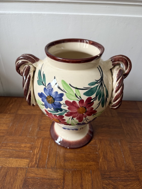 Image 1 of Handbemalte Keramikvase mit Blumendekor