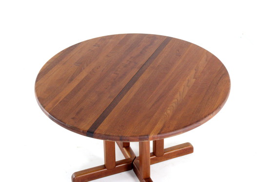 Image 1 of Tavolo da pranzo rotondo allungabile Dyrlund 2x vintage in teak massiccio