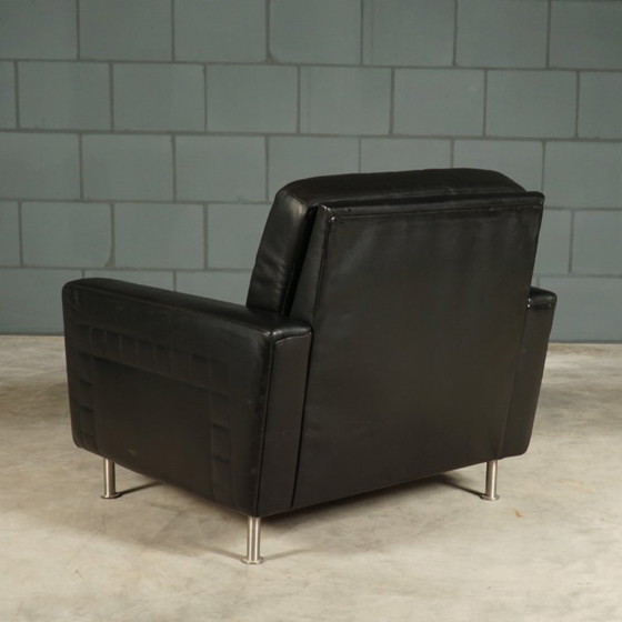 Fauteuil vintage en cuir noir des années 1970 – Leather, Metal (photo 7 of 13)