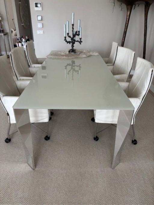 Table de salle à manger Molteni & C blanche/chrome