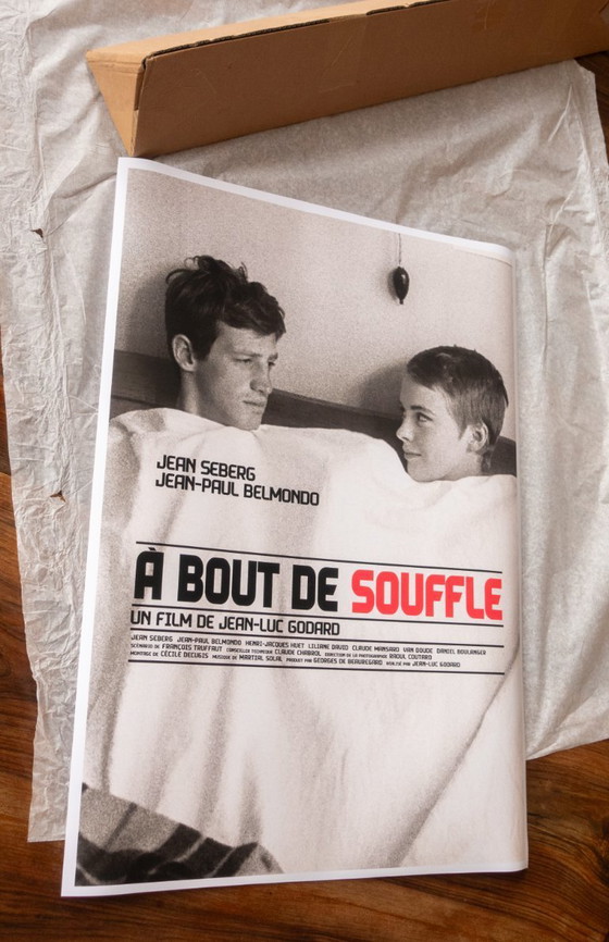 Image 1 of A bout de souffle - film de Jean-Luc Godard 1960 Affiche 50×70 cm