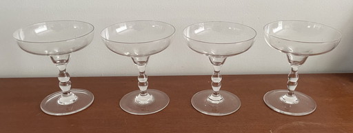 Quattro bicchieri da champagne in cristallo tagliato Art Déco