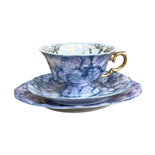 blue marble breakfast set, Wałbrzych, Poland, 1970s