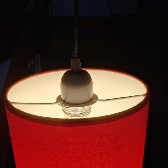 Image 1 of Rode hanglamp Ø18 – Rode stoffen kap