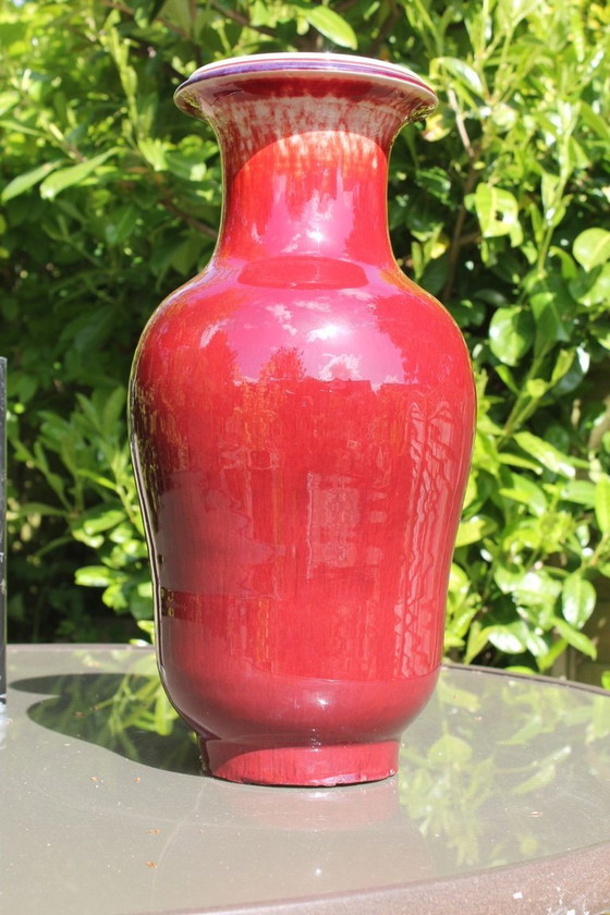 Image 1 of Antique Chinese "sang de boeuf" vase. (one of 2 available)