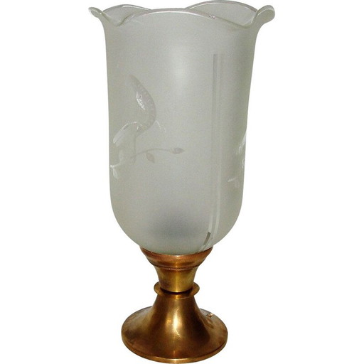 Vintage lamp van messing en matglas, 1940