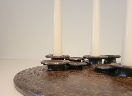 Image 1 of Brutalist ceramic candle holder by Rudi Stahl 1970