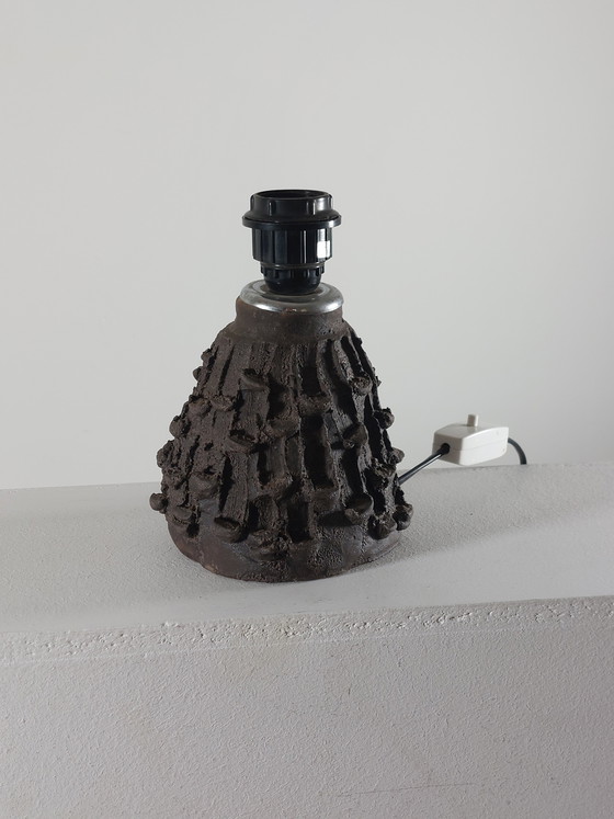 Image 1 of Vintage mid-century black brutalist ceramic lamp