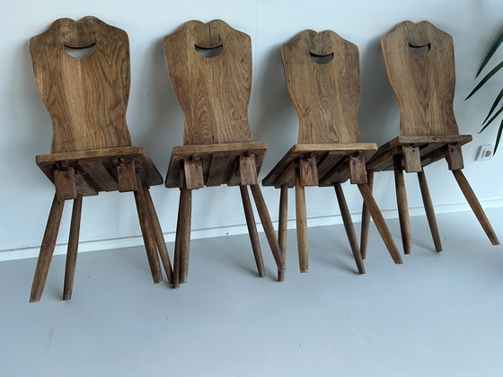 Image 1 of Set of four oak farm chairs