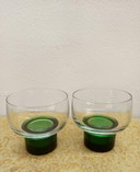 6x vintage Luminarc 1970 green glasses