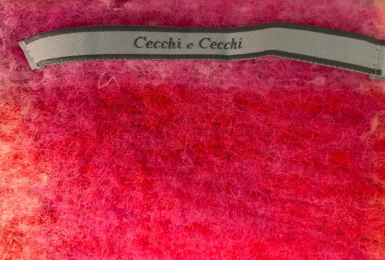 Image 1 of Manta/manta de cuadros Cecchi e Cecchi de lujo – cuadros rojo-naranja