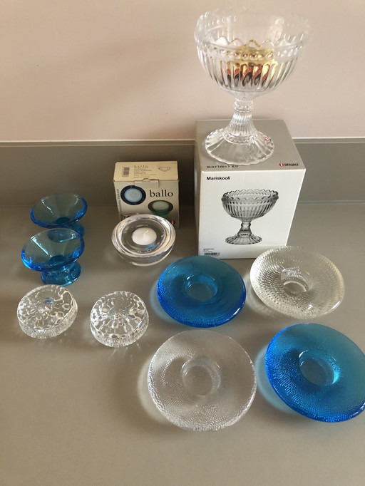 Littala glaswerk ( waxinehouders, kandelaars en schaal )