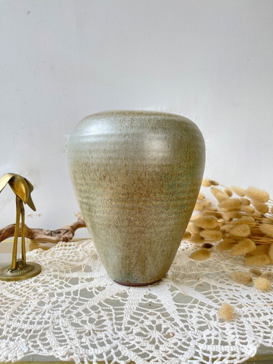 Vase Vintage en Grès avec Glaçure Effet Drapé (photo 12 of 14)